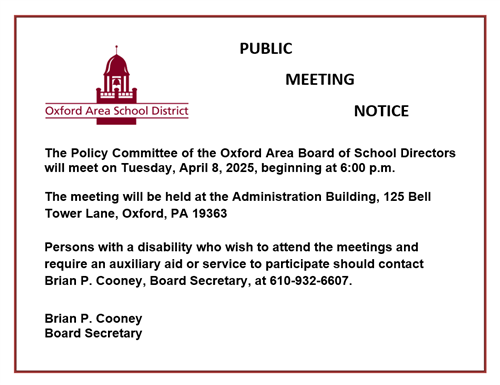 PUBLIC MEETING NOTICE - Policy Committee